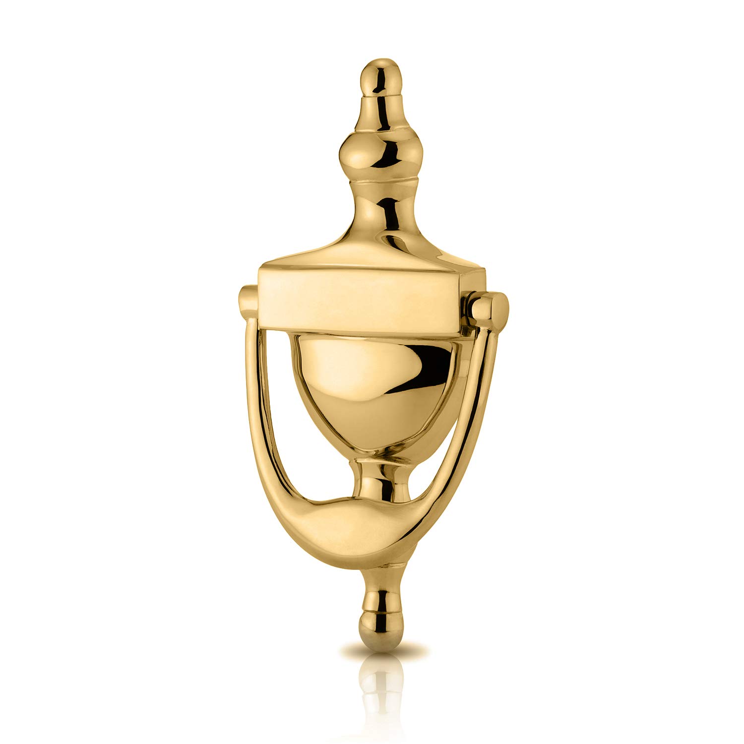 XFORT® Traditional Door Knocker Polished Brass, Victorian Urn Door Knockers for Front Door, Front Door Furniture with a Classic Period Design, Perfect for Alerting You of Visitors to Your Home