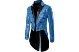 ProPoFol Boys Sequins Tailcoat Suit,Slim Fit Tuxedo for Kids Formal Jacket Golden Blazer for Wedding Prom Casual