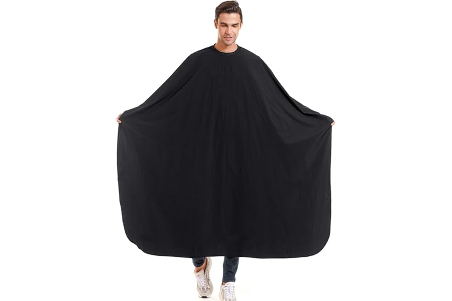izzycka Nylon Barber Cape 64″x56″ Waterproof Salon Large Hair Cutting Cape Haircut for Men with Adjustable Snap Closure Color Capes Professional Stylist Hairdresser Apron Adults Unisex Black