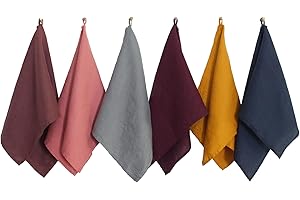 L Linen World Linen Kitchen Towels 14 x 28 Inch – 100% Linen Decorative Tea/Kitchen Towels Set of 6 – Stone Washed European Flax Linen Hand Towels