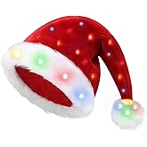 SENKENA Santa Hat Plush Light Up Funny Christmas Hat 2025 years old For Adult or Kids