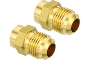 PATIKIL 3/8 SAE Male Thread Brass Flare Tube Fitting, 2 Pack Pipe Adapter Connector for Plumbing HVAC Air Conditioner