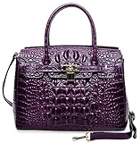 PIJUSHI Women's Padlock Handbags Genuine Leather Tote Crocodile Bag Best Holiday Gift P10103(30CM crocodile Violet)