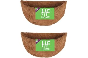 HFHOME 2 PCS 16" Half Round Coco Liner,Half Circle Wall Planter, Coco Fiber Replacement Liners for Wall Hanging Baskets