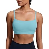 HeyNuts Womens Scoop Neck Sports Bra, Spaghetti Thin Strap U Back Camisole Yoga Tops Padded with Built in Bras A-C Cups
