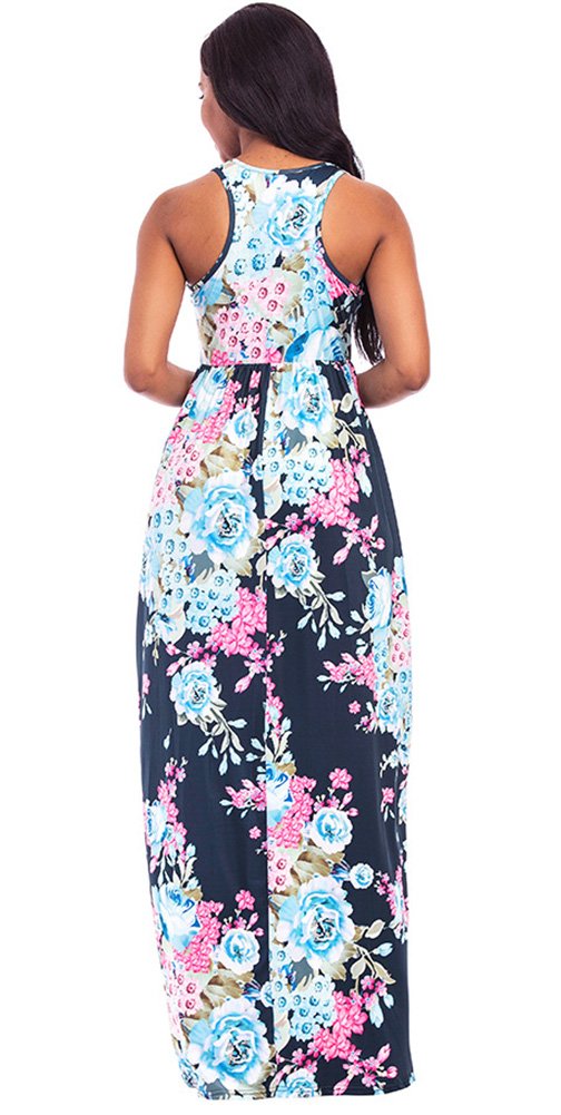 ThusFar Women\'s Floral Maxi Dress Blue