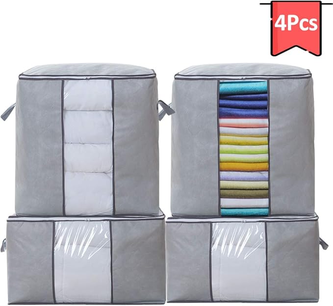 Daily Treasures Extra Large Blanket Bags, 4Pcs Fabric