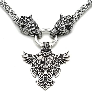 Amazon メンズネックレスバイキングアクセサリーペンダントハンドメイドチェーンステンレスチタンスチールオーディンレジェンドノルディックアミュレットデコレーションヨーロッパとアメリカのジュエリー Minidar スポーツ アウトドア