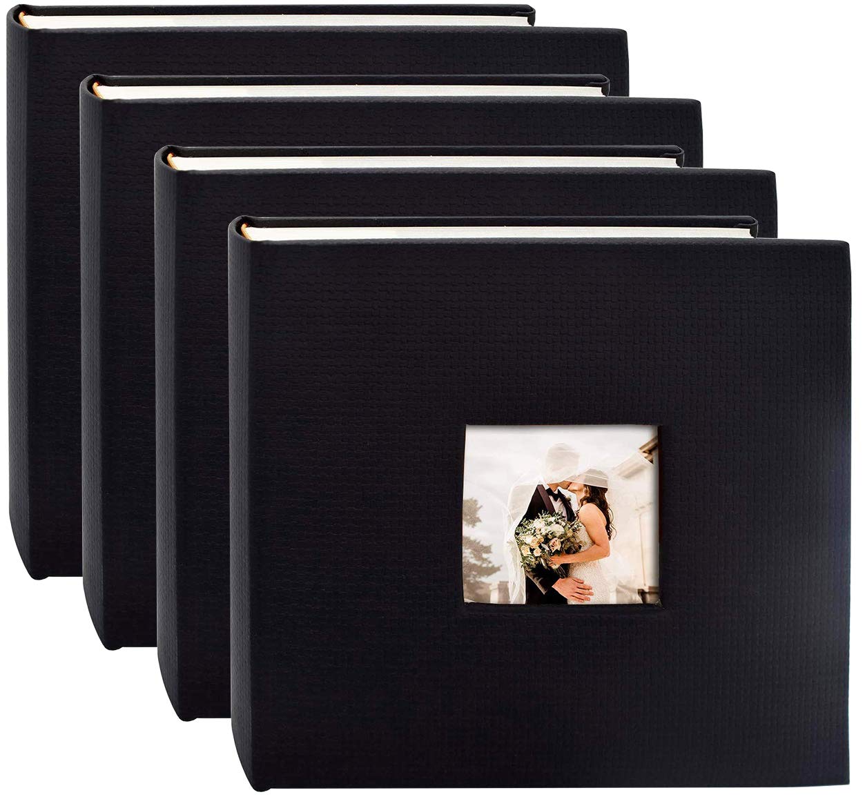 Black Synthetic Leather Photo Album Holds 200 4x6 Photos 2 per PageSet