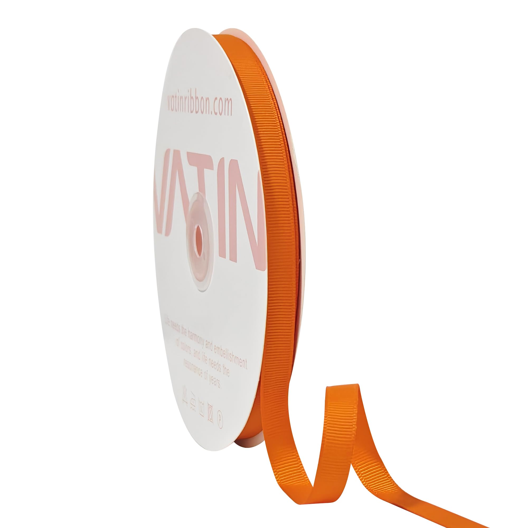 VATIN Solid 10 mm X 45 Metres Orange Grosgrain Ribbon 45 Metres Each Roll Perfect for Crafts, Wedding Decor, DIY Hair Accessories, Sewing, Gift Package Wrapping and More