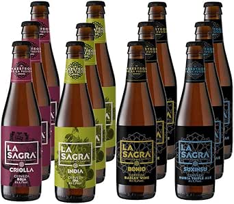 La Sagra pack degustación de cerveza artesana GOURMET. Caja con 12 botellas de 330 ml