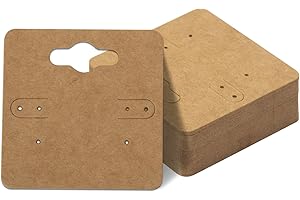 FUCEURY 300Pcs Earring Cards, 2x2 Inch Earring Display Holder Kraft Paper Earrings Tags with 6 Holes, Hanging Jewelry Display Cards for Selling,Jewelry,DIY Crafts, Retail