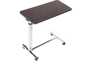 Drive Medical 13003 Non Tilt Top Overbed Table with Wheels, Chrome