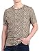 uxcell Men's Leopard Prints Shirts Round Neck Cheetah Pattern Short Sleeve T Shirt Beige Black 46