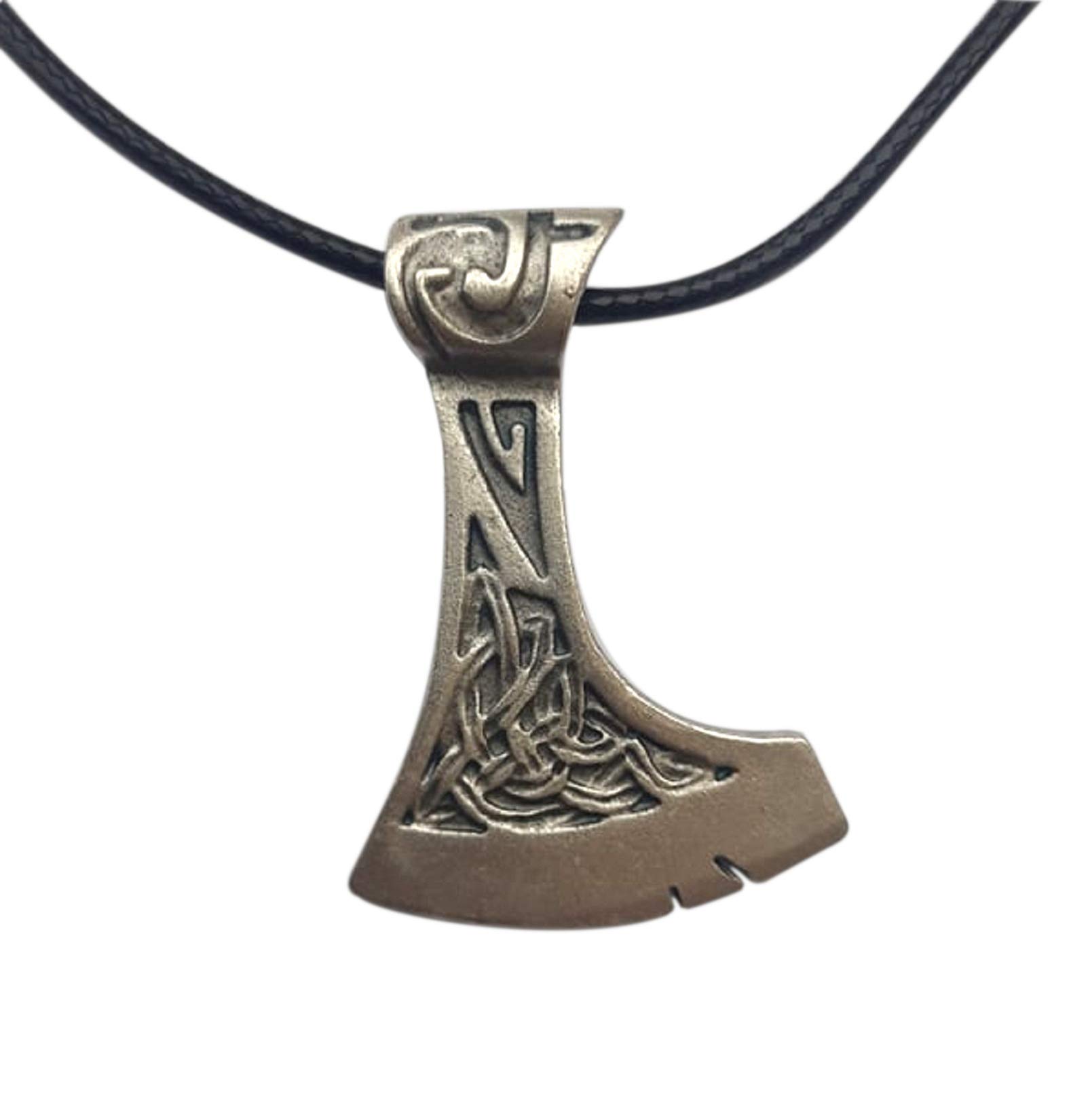 Eurofusioni Viking Axe Pendant Necklace, Silver plated VIKINGS Celtic Amulet for Strength and Protection. Gift idea for Fantasy and Cosplay lovers. Unique craft model - H 1,69 in