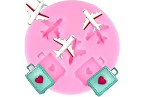 YIHUOMOLDS Airplane Silicone Mold Travel Luggage Bag Fondant Molds for Cake Decorating Cupcake Topper Candy Chocolate Gum Pas