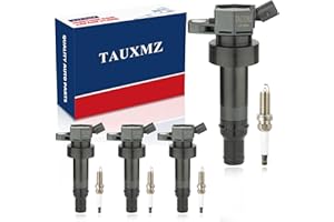TAUXMZ Ignition Coil UF652 and Spark Plug 93815 Compatible with Hyundai Veloster 2012-2019, Accent & Kia Rio Soul 2012-2019 1.6L L4,Set of 4
