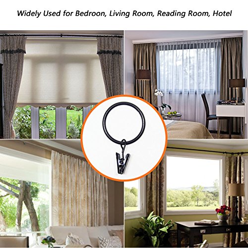 Youngneer Drapery Curtain Clips with Loose Leaf Rings for Traversa Rod Small Decorative Metal Clip Hooks Hanger for Curtain Black 32 Pack - Thumbnail 5