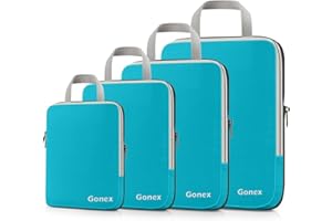 Gonex Compression Packing Cubes, 3pcs/4pcs Expandable Storage Travel Luggage Bags Organizers