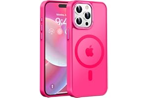 Newfuture Magnetic for iPhone 15 Pro Case [Compatible with Magsafe] [Military Grade Drop Protection] Translucent Matte Anti-Fingerprint Shockproof Phone Case for iPhone 15 Pro 6.1 inch, Hot Pink
