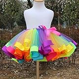 TRADERPLUS Little Girls Layered Rainbow Ribbon Tutu Skirt Dress Ballet Tiered