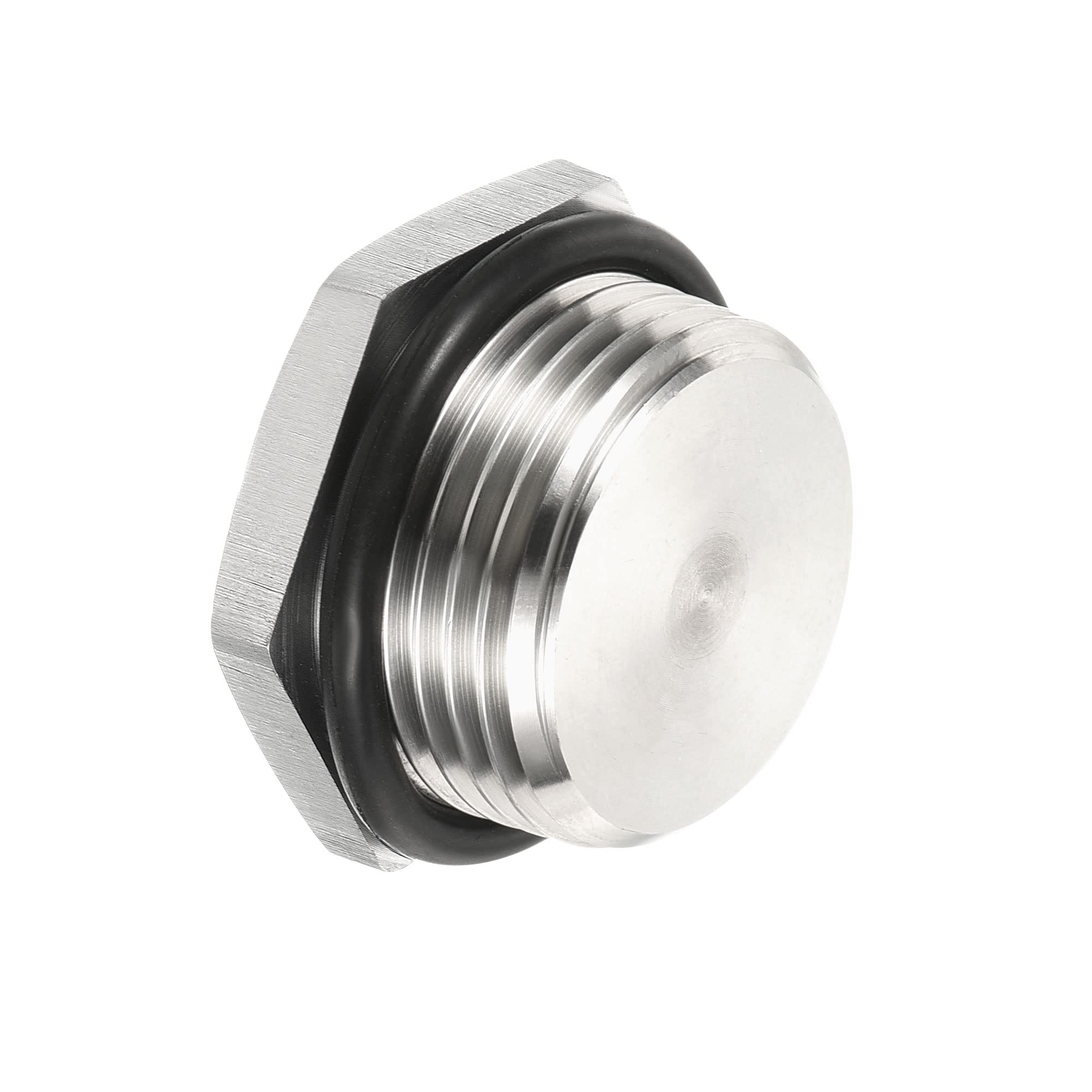 PATIKIL 3/4 NPT Male Plug, 1 Pack Waterproof Dustproof 304 Stainless Steel Thread Hex Head Socket Solid Pipe Fitting with Sealing Rubber Ring