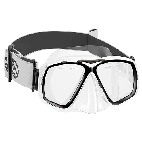 OutdoorMaster Jellyfish Kids Swim Goggles with Nose Cover, Snorkel Diving Mask with Elastic Fabric Strap, Anti-Fog Tempered Glass Swimming Goggles for Boys and Girls, Age 4-14, Black
