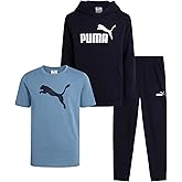 PUMA Boys Sweatpants Set - 3 Piece Fleece Pullover Hoodie Boys TShirt and Jogger Pants Youth Kids Activewear Set (8-16)