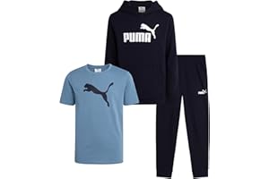 PUMA Boys Sweatpants Set - 3 Piece Fleece Pullover Hoodie Boys TShirt and Jogger Pants Youth Kids Activewear Set (8-16)