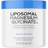 Codeage Liposomal Magnesium Glycinate, Bisglycinate, NSF, 240 Capsules | NSF Certified for Sport - Liposomal magnesium bisglycinate 350 mg with BioPerine black pepper. Two-month supply.