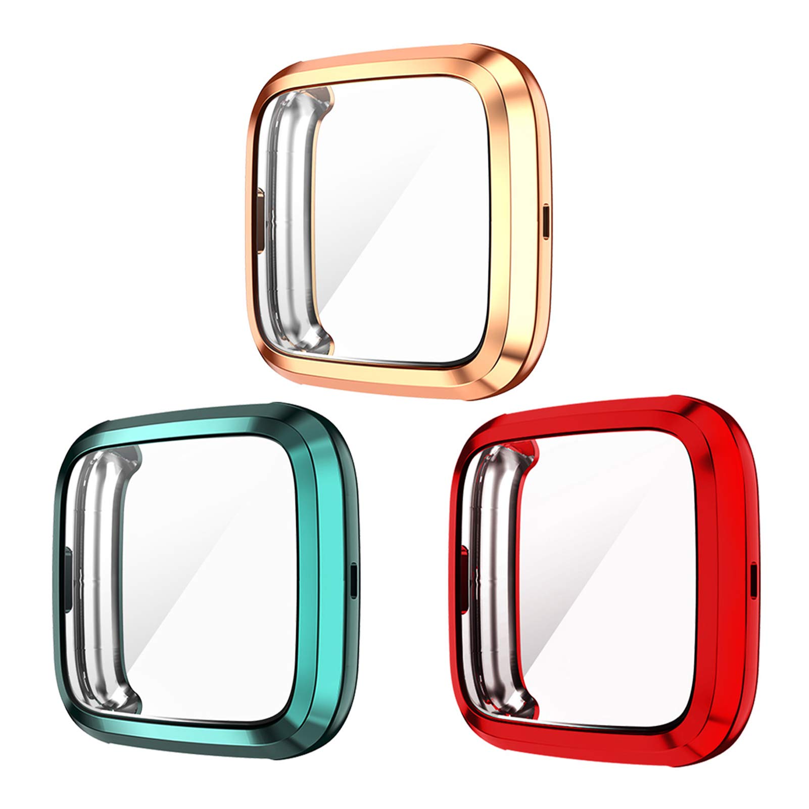 Haojavo 3 Pack Screen Protector Case for Fitbit Versa 2, Soft TPU Slim Fit Full Cover Screen Protector Case for Fitbit Versa 2 Smartwatch Bands Accessories
