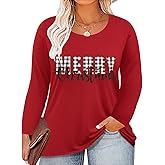 RITERA Plus Size Tops for Women V Neck Long Sleeve Winter Shirts Oversized Casual Tunic