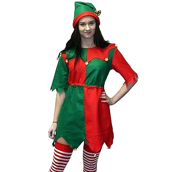 Morph Damen Weihnachtself Kostüm Spielzeug Geschäft Arbeitnehmer Tracht Festliche Kleidung - Groß