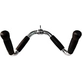 Rivotrance Tricep Press Down LAT Pull Down Bar, Curl Pulldown Attachment | Gym Equipment, Rubber Handles, Comfortable Strength Workouts, Ideal Lat Bar Cable Machine Attachment