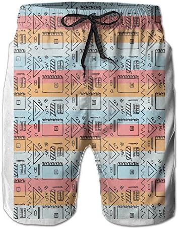 Hand Drawn School Tool Swimming Trunks Short Printed Funny Classical Climbing