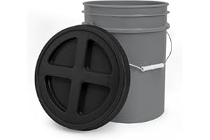 ePackageSupply 5 Gallon Gray Bucket with Black Gamma Seal Screw on Airtight Lid | Made in USA | Food Grade | Heavy-Duty HPDE Plastic | Durable 90 Mil Pail | Easy Stack and Store | BPA Free (1 Count)