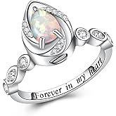 Jinlou Sterling Silver Teardrop Opal Urn Ring for Ashes Cremation Rings Memorial Jewelry for Women for Ashes of Loved Ones