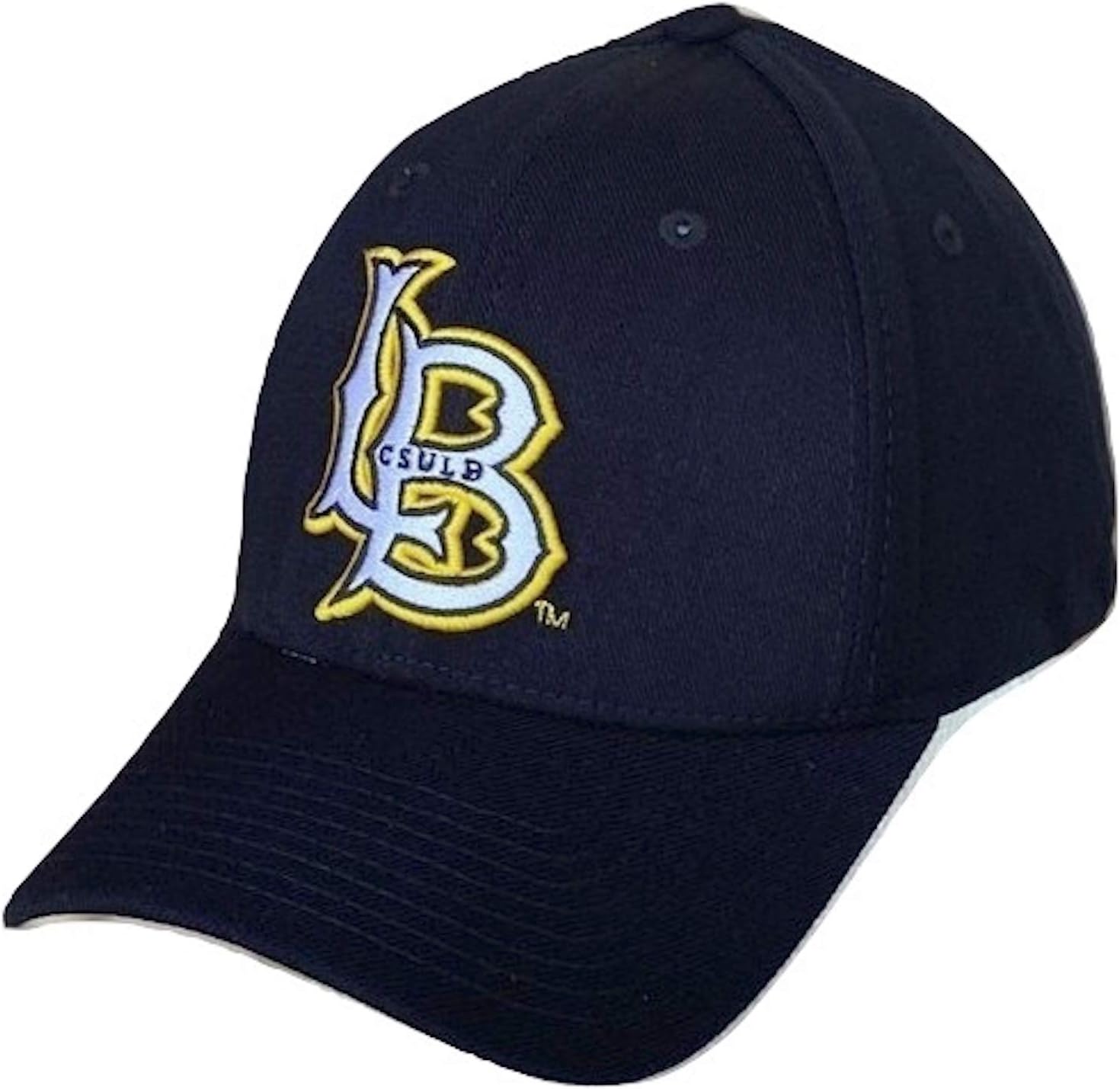 University Cal State Long Beach The Beach CSULB NCAA Flex Baseball Fitted Fit Ball Cap Hat Black