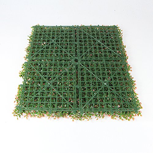 ULAND Artificial Hedges Panels, Boxwood Greenery Ivy Privacy Fence Screening, Home Garden Outdoor Wall Decoration, 20"x20" per pc (6, Pink Boxwood) - Thumbnail 3