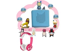 Taladad for Toniebox Tonie Shelf Wall Mounted Set,Tonies Figures Tonies Storage,100% Magnetic Metal Floating Shelves Compatible with Tonie Box Player Character for Kids Room Cloud