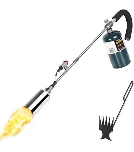 GasBRUH 34-Inch Weed Torch Propane Burner – 24,000 BTU, Piezo Igniter, Flame Control, Lightweight (250g), For Weeds, Ice, Snow, Fire Starting, Roofing – Tank Not Included