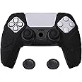 PlayVital Mecha Edition Black Ergonomic Soft Controller Silicone Case Grips for ps5, Rubber Protector Skins with Thumbstick C