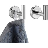 JQK Chrome Bathroom Towel Hook, 304 Stainless Steel Coat Robe Clothes Hook for Bathroom Kitchen Garage Wall Mounted (Pack of 2), TH100-CH-P2
