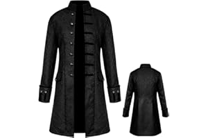 BITSEACOCO Mens Vintage Steampunk Jacket, Embroidered Victorian Tailcoat Medieval Gothic Vampire Cosplay Halloween Costume