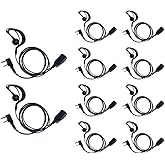 TDYU G Shape Earpiece Walkie Talkie Headset with PTT Mic for Baofeng BF-F8HP BF-888S UV-5R 5R Kenwood TK-208 TK-360G TK3230 TK-3160 Two Way Radio 10 Pack