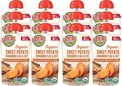 Earth's Best Organic Stage 2 Baby Food, Sweet Potato Cinnamon Breakfast, 4 oz. Pouch (Pack of 12) - Thumbnail 5