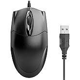 ONE-UP Wired Office Mouse, USB Interface, Ergonomic Design, 3-Button Optical Mouse,1000DPI, Compatible with Windows/Mac Laptops and Desktops, Suitable for Office and Home Use - Black (1pack)
