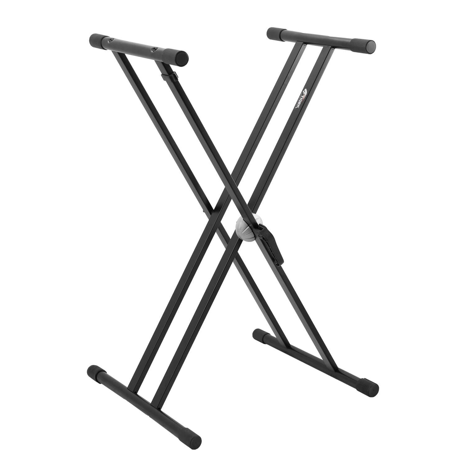Tiger KYS14-BK Fully Adjustable Keyboard Stand - Heavy Duty Double-Braced Steel - Toothed Locking Mechanism - Suitable for Standing or Seated Playing of Keyboards, Decks, and Controllers — image 1