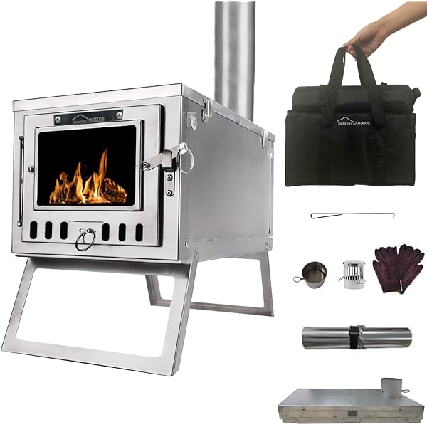 Amazon.com: CAVADALA Titanium hot Tent wood Stove folding portable Wood log  Camping backpacker winter camping foldable ultra light Cooking, backpacker  US stock : Sports u0026 Outdoors