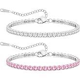 Fullpop Dainty Tennis Bracelets for Women Trendy Set, 14K Gold/Silver Plated Bracelets for Women Tennis Bracelet Gold Diamond Bracelets Anthropologie Jewelry Christmas Valentine's Day Gifts for Women